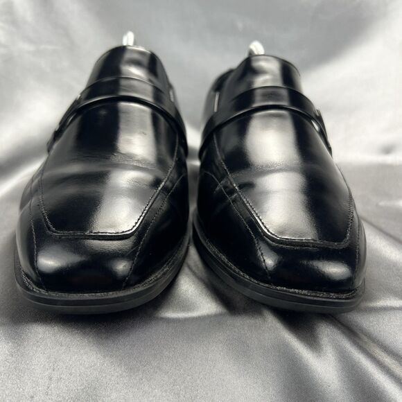 Stacy Adams Abram Men's 9.5W Moc Toe Slip On Black Leather Dress Shoes 20186-001 - Picture 7 of 17